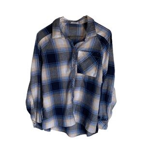 ARDENE Blue Plaid Button Down Shirt size XS